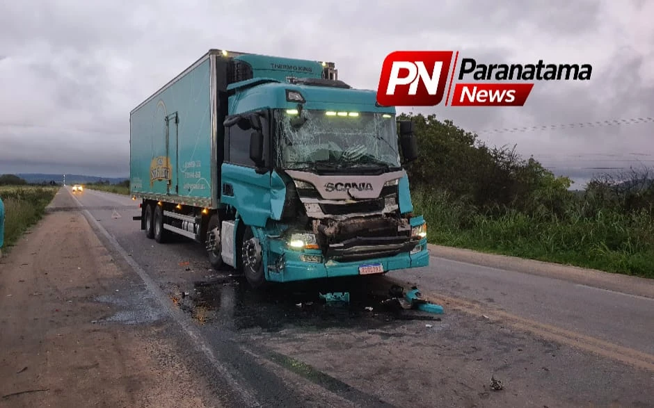 Colisão entre caminhões é registrada na BR-423, em Paranatama, no Agreste de Pernambuco