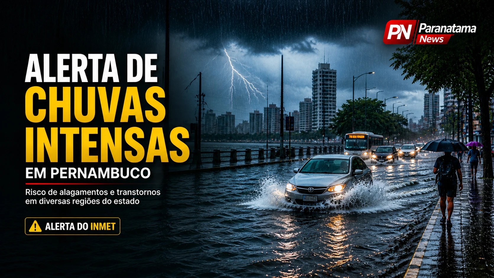 Pernambuco entra em alerta: chuvas intensas elevam risco de alagamentos e deslizamentos até terça