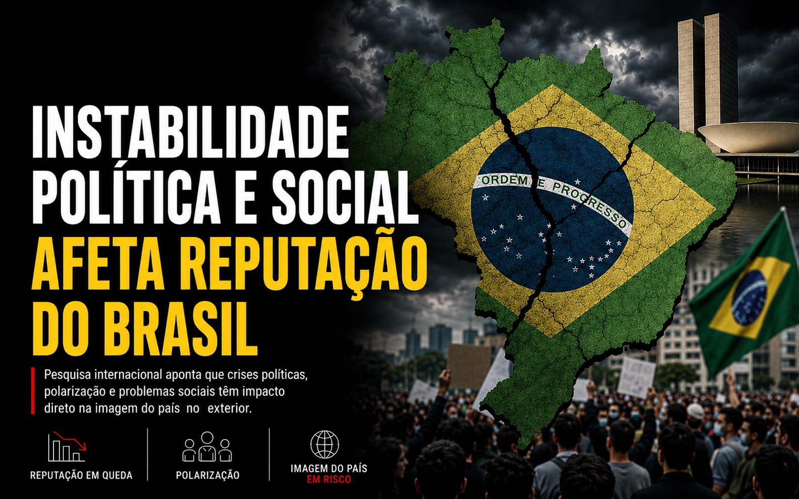 Instabilidade política e social afeta reputação do Brasil, aponta pesquisa internacional