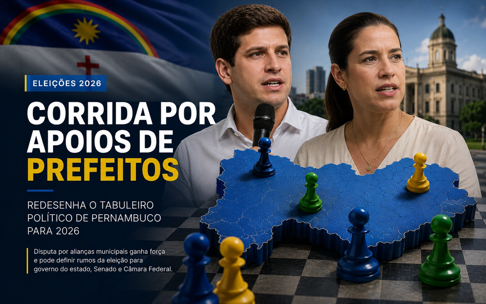 Corrida por apoios de prefeitos redesenha tabuleiro político de Pernambuco para 2026