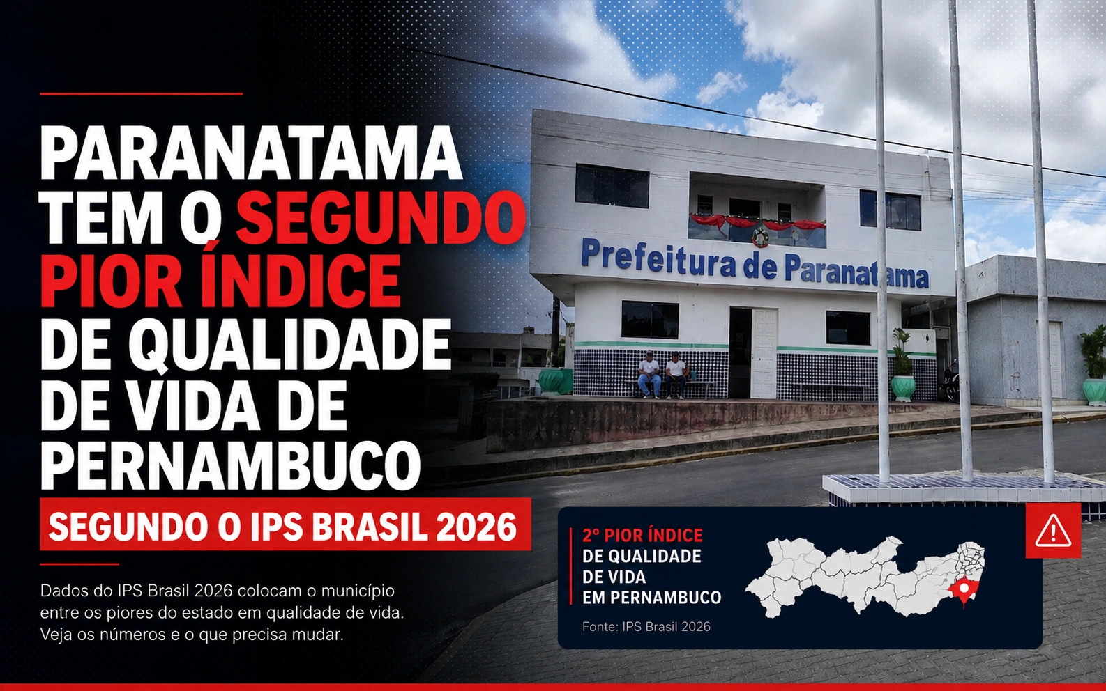 Paranatama tem o segundo pior índice de qualidade de vida de Pernambuco no IPS Brasil 2026