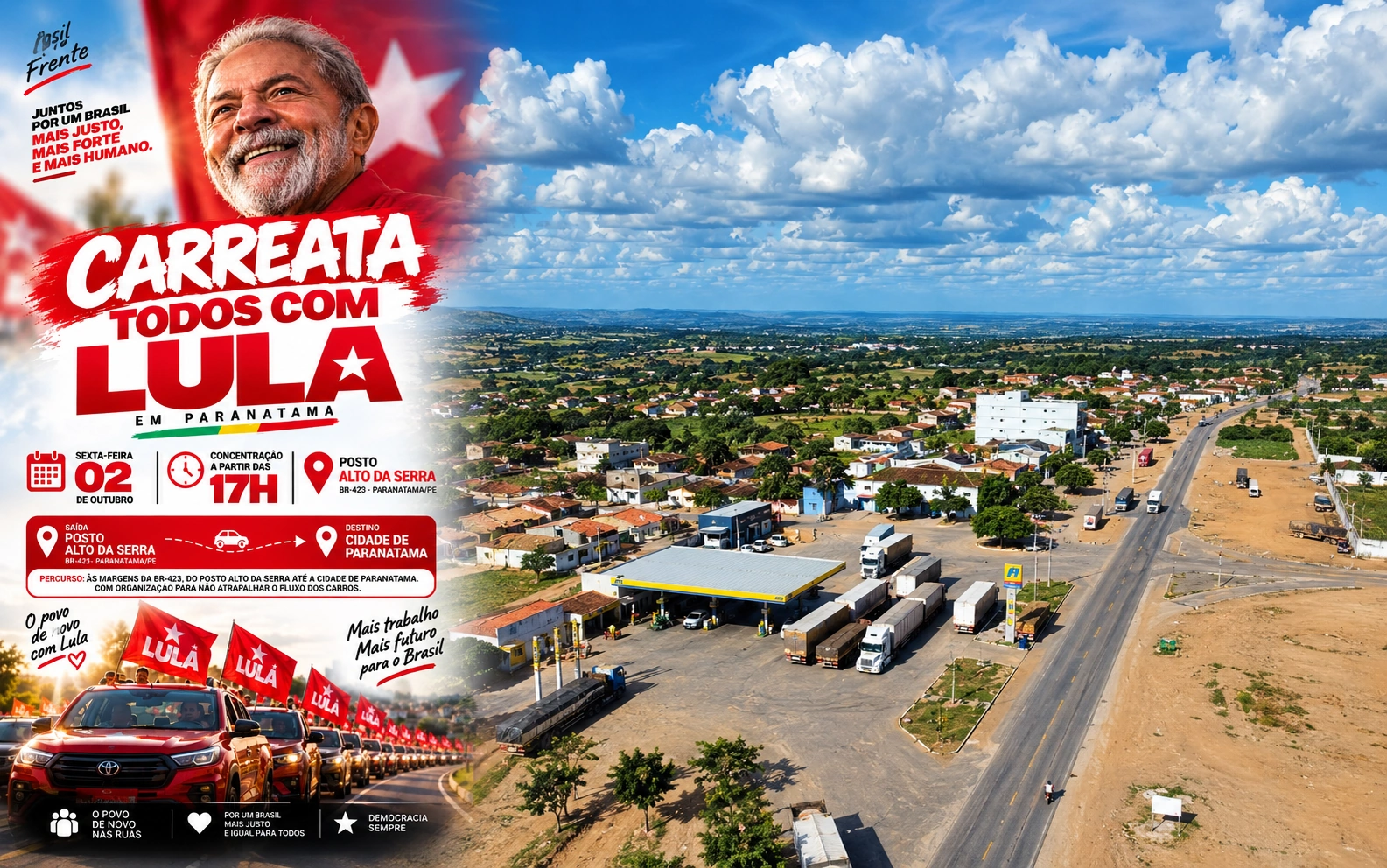 Paranatama terá carreata “Todos com Lula” na próxima sexta-feira (02)