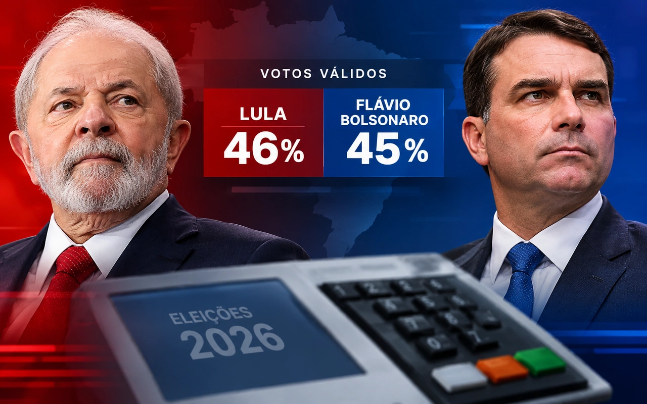 Quaest: Lula tem 46%, e Flávio, 45%, dos votos válidos no 1º turno